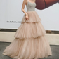 Robe de bal de princesse bustier à volants en satin long, robe de soirée C8117