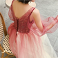 Robe de bal de princesse bustier à volants en satin long, robe de soirée C8117