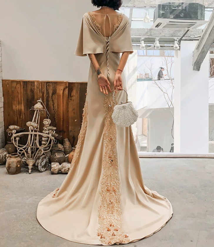 Robe de bal de princesse bustier à volants en satin long, robe de soirée C8117
