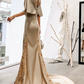Robe de bal de princesse bustier à volants en satin long, robe de soirée C8117