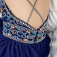 Boho Style Navy Blue Prom Dress Backless Beads A-Line Evening Dress C9029