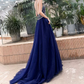 Boho Style Navy Blue Prom Dress Backless Beads A-Line Evening Dress C9029