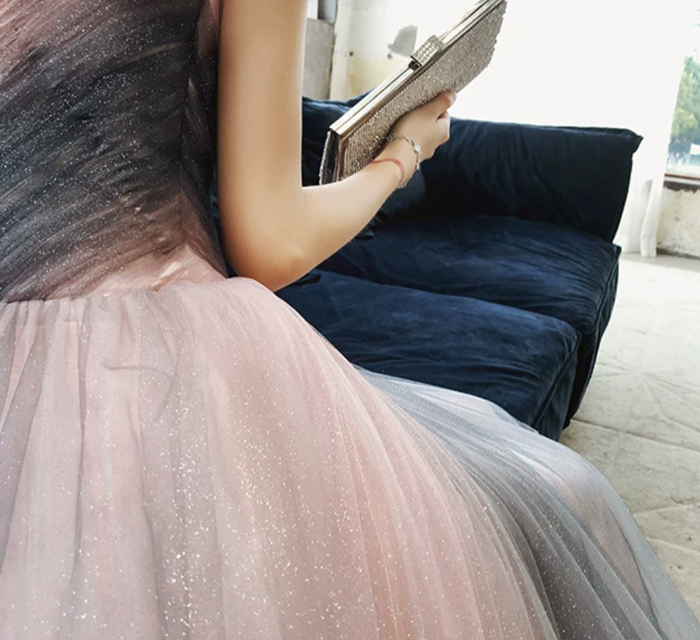 Robe de bal de princesse bustier à volants en satin long, robe de soirée C8117