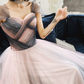Robe de bal de princesse bustier à volants en satin long, robe de soirée C8117