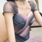 Robe de bal de princesse bustier à volants en satin long, robe de soirée C8117
