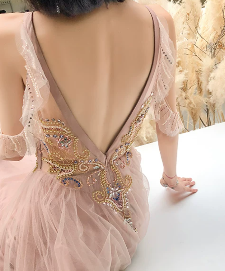 Robe de bal de princesse bustier à volants en satin long, robe de soirée C8117