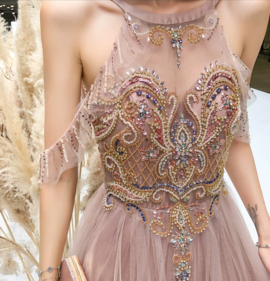 Robe de bal de princesse bustier à volants en satin long, robe de soirée C8117