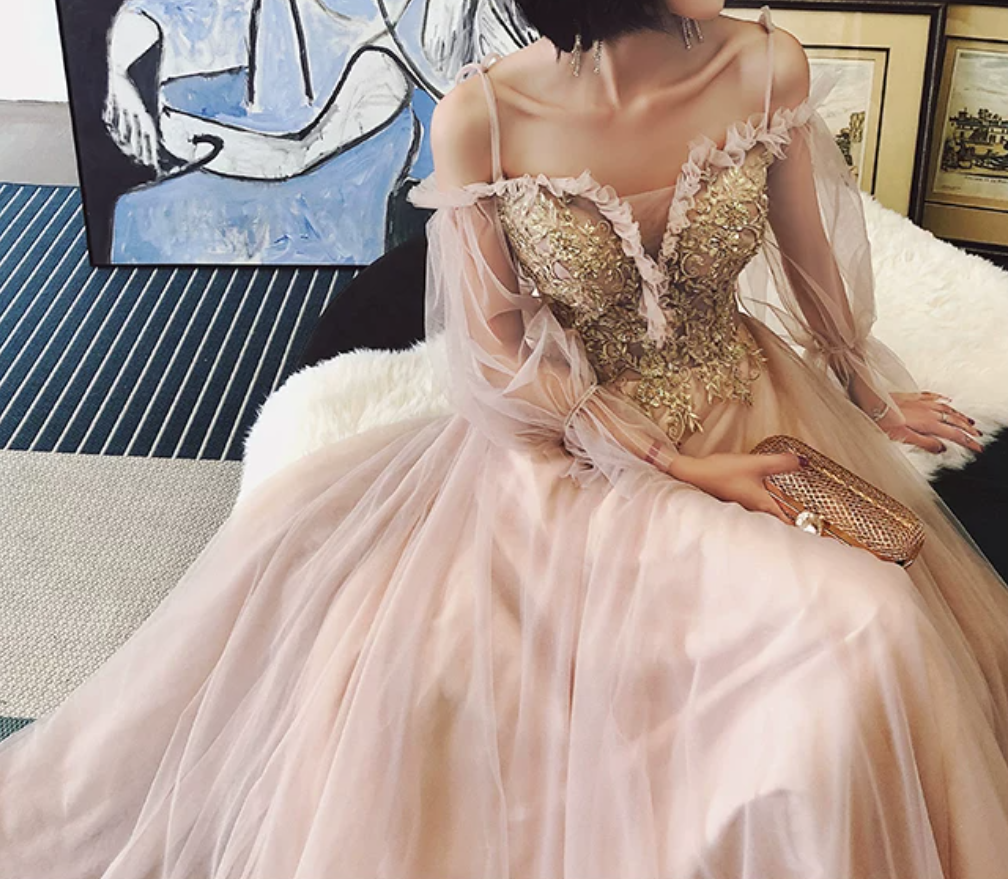 Robe de bal de princesse bustier à volants en satin long, robe de soirée C8117