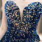 Robe de bal de princesse bustier à volants en satin long, robe de soirée C8117