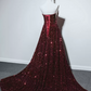 Robe de bal de princesse bustier à volants en satin long, robe de soirée C8117