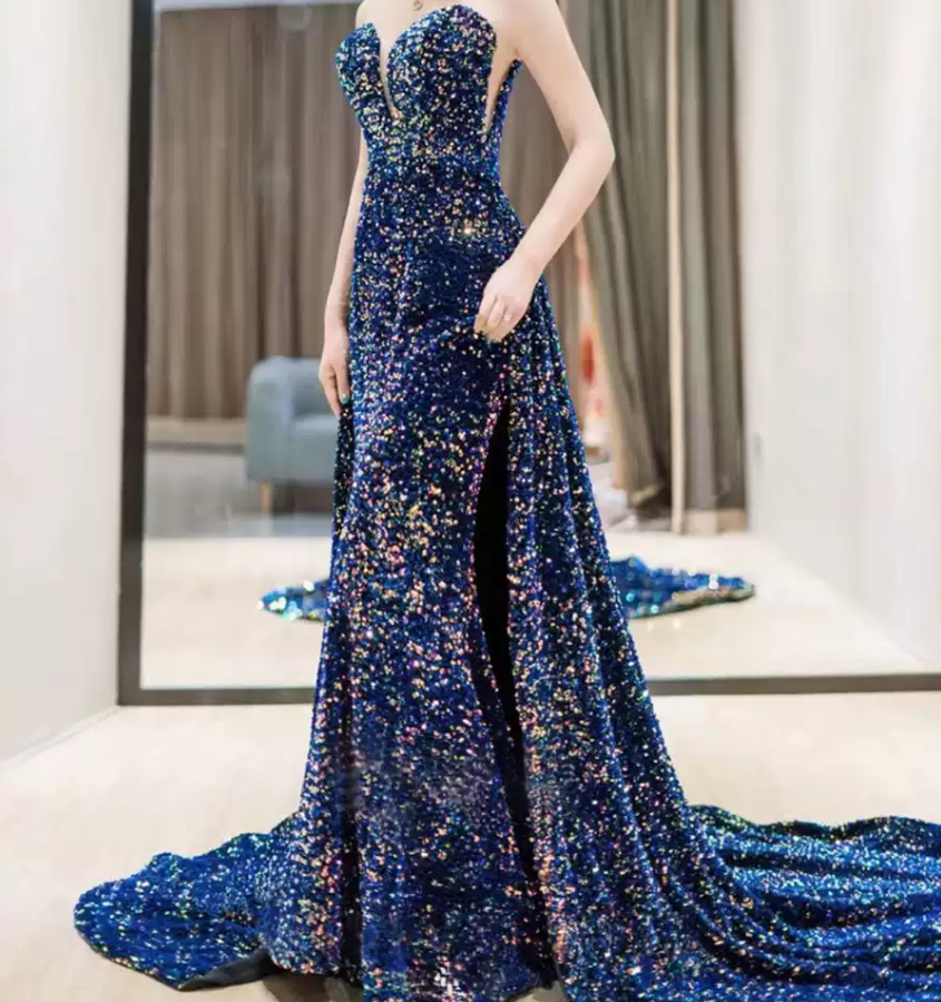 Robe de bal de princesse bustier à volants en satin long, robe de soirée C8117