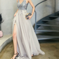 Robe de bal de princesse bustier à volants en satin long, robe de soirée C8117