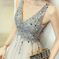 Robe de bal de princesse bustier à volants en satin long, robe de soirée C8117
