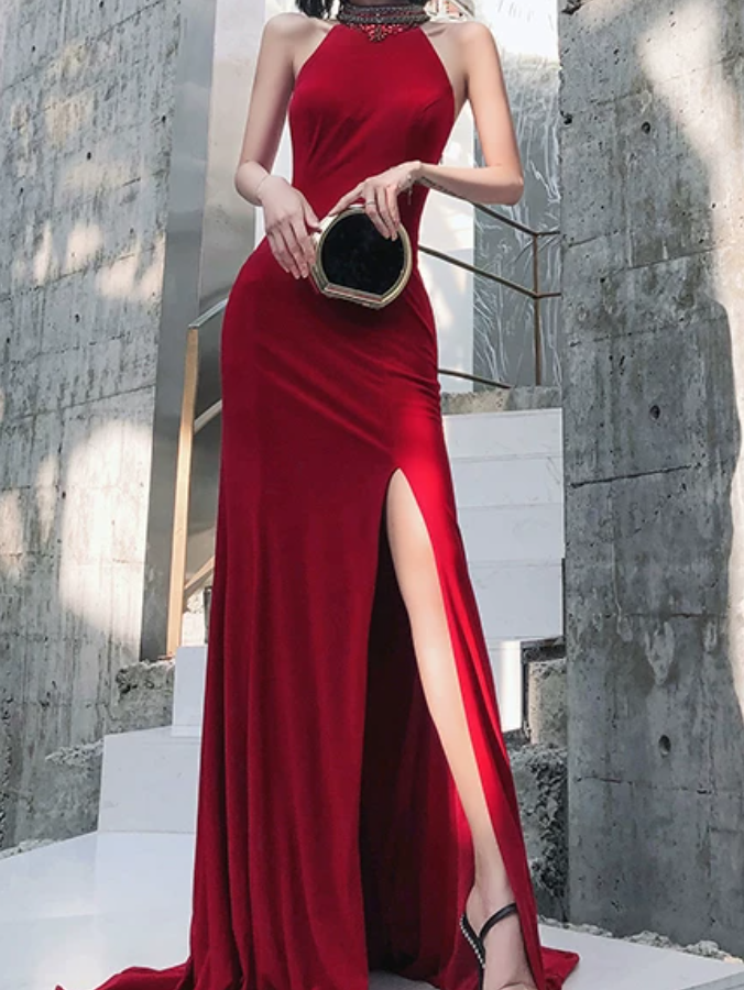 Robe de bal de princesse bustier à volants en satin long, robe de soirée C8117