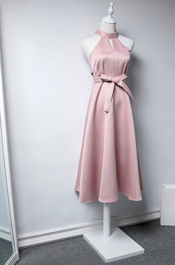 Mini robe de soirée en satin, sans bretelles, sans manches, ligne a, simple, C899