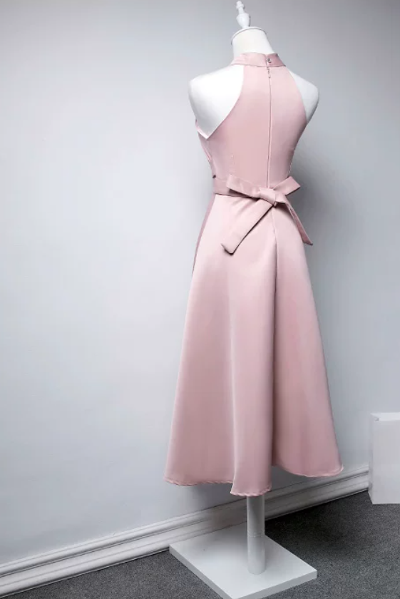 Mini robe de soirée en satin, sans bretelles, sans manches, ligne a, simple, C899