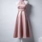 Mini robe de soirée en satin, sans bretelles, sans manches, ligne a, simple, C899