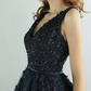 Robe de bal de princesse bustier à volants en satin long, robe de soirée C8117