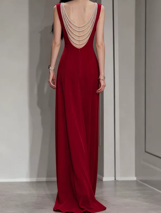 Robe de bal de princesse bustier à volants en satin long, robe de soirée C8117