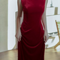 Robe de bal de princesse bustier à volants en satin long, robe de soirée C8117