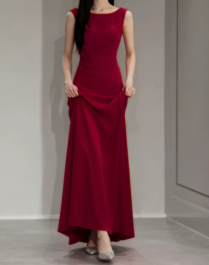Robe de bal de princesse bustier à volants en satin long, robe de soirée C8117