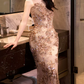Romantic Strapless Champagne Prom Dress Sequins Beading Mermaid Evening Dress C9049