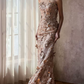 Romantic Strapless Champagne Prom Dress Sequins Beading Mermaid Evening Dress C9049