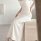Superbe robe de mariée sirène bustier en satin et tulle, longue et en dentelle, C4563