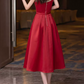 Mini robe de soirée en satin, sans bretelles, sans manches, ligne a, simple, C899