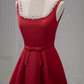 Mini robe de soirée en satin, sans bretelles, sans manches, ligne a, simple, C899