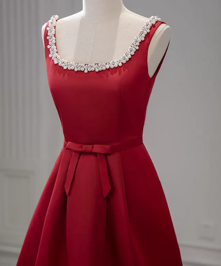 Mini robe de soirée en satin, sans bretelles, sans manches, ligne a, simple, C899