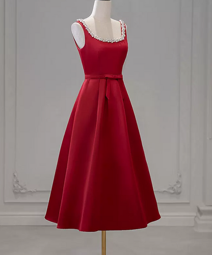 Mini robe de soirée en satin, sans bretelles, sans manches, ligne a, simple, C899