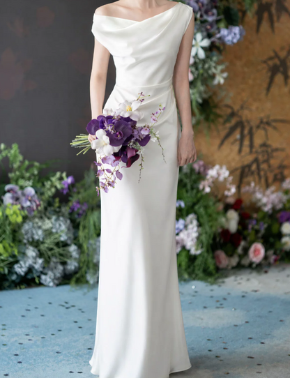 Superbe robe de mariée sirène bustier en satin et tulle, longue et en dentelle, C4563