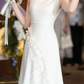 Superbe robe de mariée sirène bustier en satin et tulle, longue et en dentelle, C4563