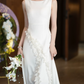 Superbe robe de mariée sirène bustier en satin et tulle, longue et en dentelle, C4563