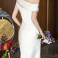 Superbe robe de mariée sirène bustier en satin et tulle, longue et en dentelle, C4563