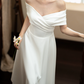 Superbe robe de mariée sirène bustier en satin et tulle, longue et en dentelle, C4563
