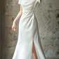 Superbe robe de mariée sirène bustier en satin et tulle, longue et en dentelle, C4563