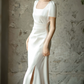 Superbe robe de mariée sirène bustier en satin et tulle, longue et en dentelle, C4563