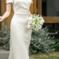 Superbe robe de mariée sirène bustier en satin et tulle, longue et en dentelle, C4563