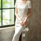 Superbe robe de mariée sirène bustier en satin et tulle, longue et en dentelle, C4563