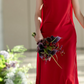 Attractive Satin Red Prom Dress Backless Beads Mermaid Evening Dress C9060