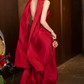 Attractive Satin Red Prom Dress Backless Beads Mermaid Evening Dress C9060