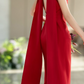 Attractive Satin Red Prom Dress Backless Beads Mermaid Evening Dress C9060