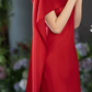 Attractive Satin Red Prom Dress Backless Beads Mermaid Evening Dress C9060