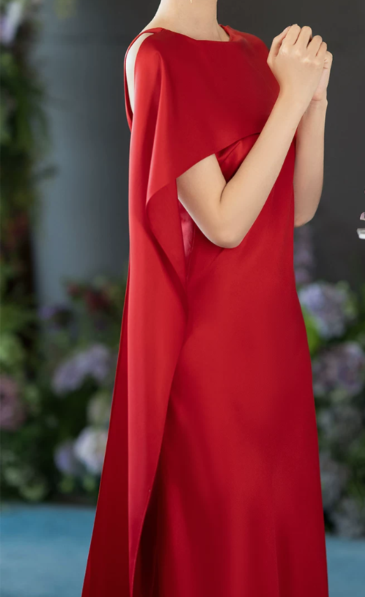 Attractive Satin Red Prom Dress Backless Beads Mermaid Evening Dress C9060