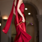 Unique Strapless Bodice Prom Dress Red Jacquard Mermaid Evening Dress C9061