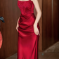 Unique Strapless Bodice Prom Dress Red Jacquard Mermaid Evening Dress C9061