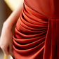 Graceful Halter Neck Red Prom Dress Sleeveless Pleated Mermaid Evening Dress C9062