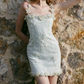 Mini robe de soirée en satin, sans bretelles, sans manches, ligne a, simple, C899